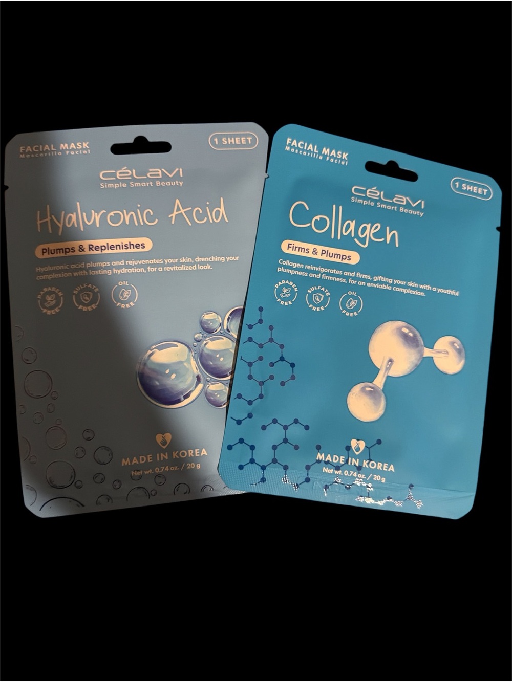 Célavi Hyaluronic Acid & Collagen Facial Masks
